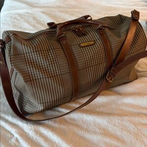 Polo by Ralph Lauren Brown Plaid Duffel with Dark Brown Leather Trim